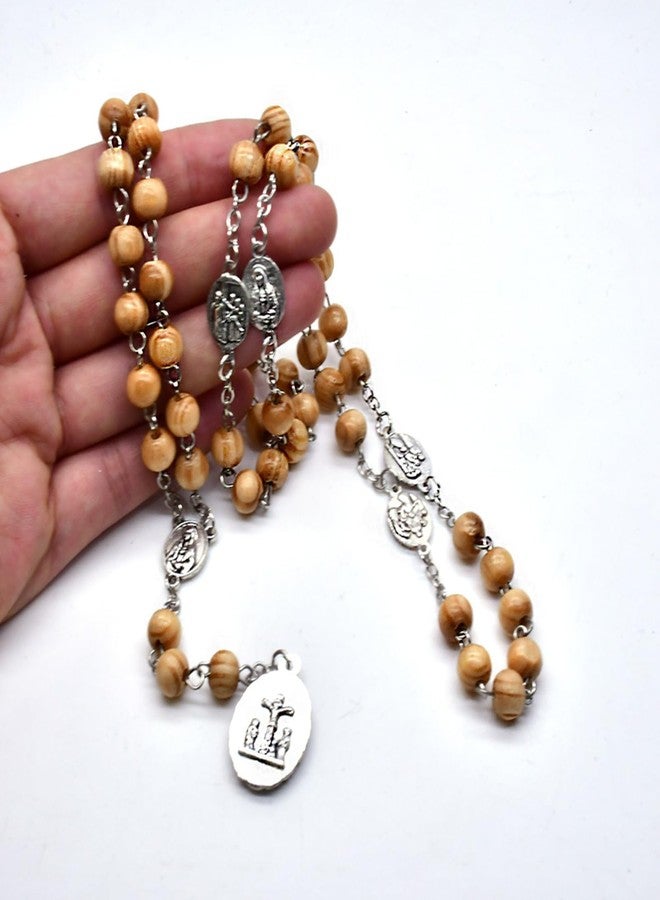 CACALOSS Seven Sorrows of Mary Rosary Chaplet Bitter Rosary Necklace Coffee Colored Wood Beads With A Cross Beads (Wood color) - Image 3